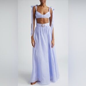 NWT Zimmermann Belted Linen Organza Maxi in Periwinkle Skirt 0 US4